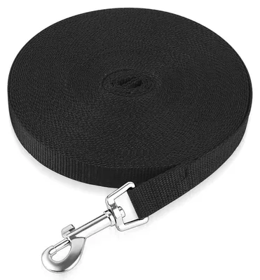 Produktbild von Schleppleine 15m Hundeleine Nylon wasserdicht D-Karabiner Schwarz