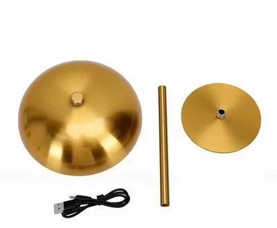 Obrázek produktu pro Stolní lampa, 3W, 3 teploty světla, plynulá regulace jasu, dotykové ovládání, nabíjecí, kovová, ve tvaru houby, vhodná pro noční stolek, restauraci, kavárnu, zlatá barva