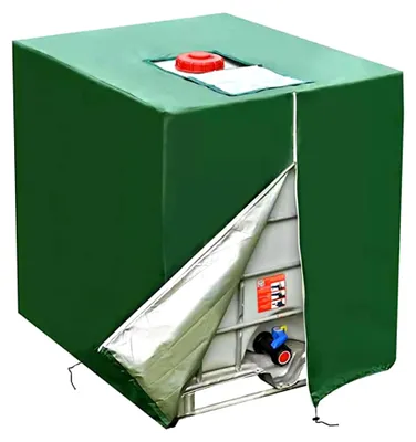 Produktbild von IBC Tankabdeckung, Abdeckung für 1000L Wassertank, Staubdichtes Cover für Regentonne, UV-Schutzplane in Grün für IBC-Tank, Regenwassertank (120 x 100 x 160 cm)