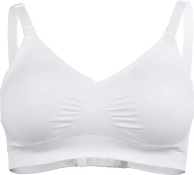 Produktbild von Medela Komfort BH – Nahtloser, bügelloser Still-BH für Schwangerschaft und Stillzeit mit dehnbarem Band und atmungsaktivem Material für ganztägigen Komfort S Weiß