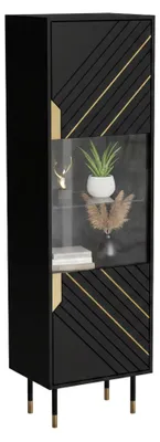 Immagine prodotto di Dmora Vetrina Mamede 40x54x180h cm Nero, 4 Ripiani Un'anta