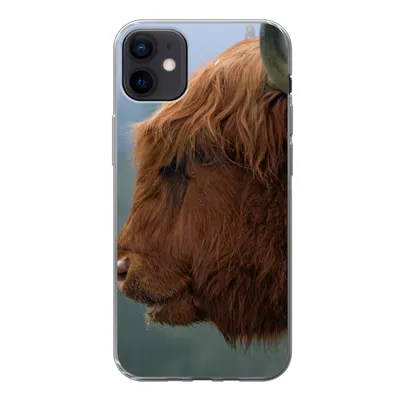 Produktbild von MuchoWow® Handyhülle Schutzhülle Hülle für iPhone 12 mini Schottische Highlander - Tiere - Nebel Silikon Softcase Handy Hülle - Bild