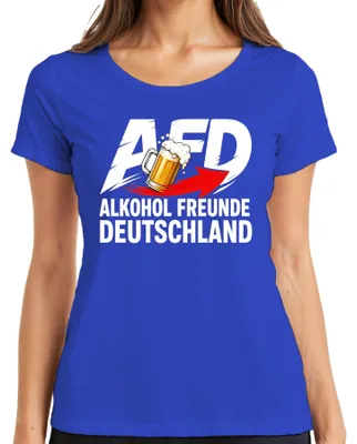 Produktbild von AFD Alkohol Freunde Deutschland Bier Parodie Statement Sarkasmus Damen T-Shirt, Blau, M