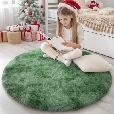 Productafbeelding van Fluffy Hoogpolig Tapijt 160 cm Rond voor Woonkamer en Kinderkamer