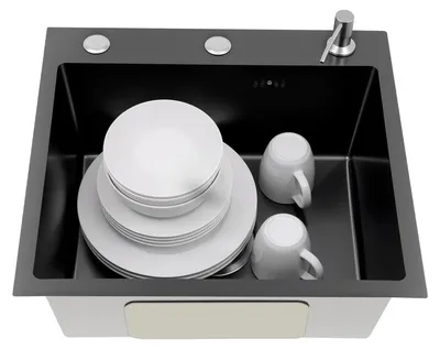 Productafbeelding van Roestvrijstalen Inbouwspoelbak - 50 x 45 x 20 cm met zeefmand en zeepdispenser