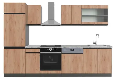 Immagine prodotto di Cucina componibile Vicco R-Line Rovere dorato/antracite 300 cm  J-Shape, PL Marmo, Model 42960