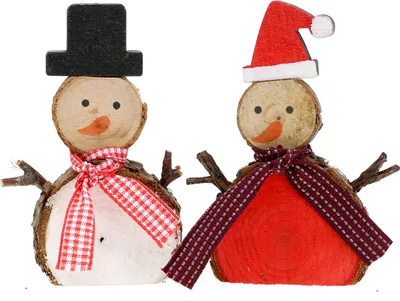 Produktbild von Dekofigur Schneemann Holz Set Weihnachten Dekoration, 9 Stück