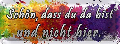 Produktbild von Blechschild Spruch 27x10cm schön dass du da bist nicht hier Dekoration