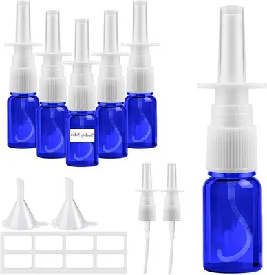 Immagine prodotto di Spray nasale blu da 10 ml vuoto con etichette