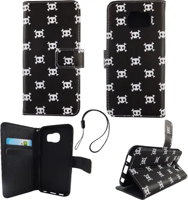 Produktbild von Handyhülle Tasche für Handy Samsung Galaxy S6 Polka Dot Totenkopf