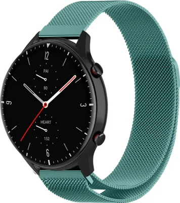 Produktbild von Strap-it Milanese Armband - Kompatibel mit Amazfit GTR 2 Armband Ersatzarmband Edelstahl - Armband mit Magnetverschluss - Hochwertiges Material - für Smartwatch 22mm Armband Grün