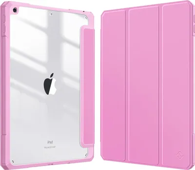 Produktbild von Fintie Hybrid Hülle für 10.2 Zoll iPad 9. Generation 2021/8. Gen 2020/7. Gen 2019 mit Stifthalter - Stoßfeste Schutzhülle mit transparenter Hartschale auf der Rückseite, Lilac Rosa