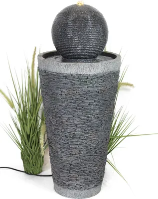 Produktbild von Gartenbrunnen BK910 Kugelbrunnen Steinoptik Springbrunnen 71 cm mit LED Beleuchtung Gartendeko