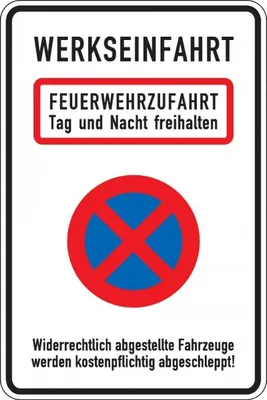 Produktbild von Dreifke® Schild I Kombischild Werkseinfahrt Feuerwehrzufahrt..., Aluminium RA...