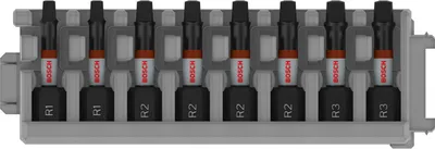 Zdjęcie produktu dla Zestaw bitów udarowych PRO R, 2 x R1, 4 x R2, 2 x R3, 55 mm, 8 szt