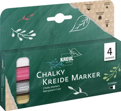 Produktbild von KREUL 22708, 4 Stück(e), Gold, Rot, Silber, Weiß, Feine Spitze, Mehrfarbig, Recycelbarer Kunststoff, Tube