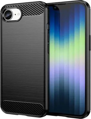 Produktbild von Hülle für Apple iPhone 16e - Phonesta Carbon Silikon Back Cover - Schwarz