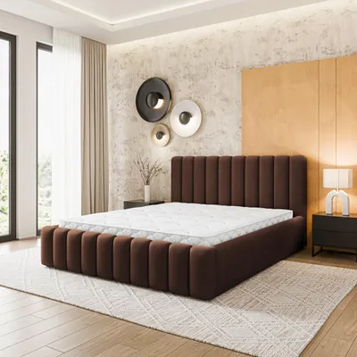 Produktbild von Masseno Polsterbett DINESE 160x200 cm, Polsterbett mit Bettkästen -Braun, KRONOS 06