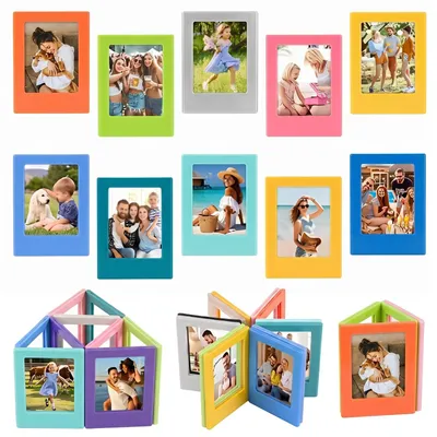 Image de Cadres magnétiques pour photos - Lot de 10 - Décoration pour réfrigérateur - 6,5 x 8,8 cm - Couleurs variées