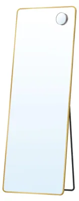 Obrázek produktu pro Velké zrcadlo na celé tělo – stojací i nástěnné – 160 x 50 cm – obdélníkové – kovový rám – zlatá barva