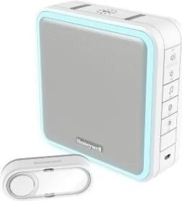 Image de Honeywell Serie9 Kit carillon sans fil fonction répétiteur LED anneau lumineux blanc Portée radio jusqu'à 200 m avec fonction répétiteur