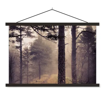 Produktbild von MuchoWow® Textilposter Nebel - Herbstdekoration - Natur - Wald 120x80 cm mit schwarzem Rahmen - Wanddeko