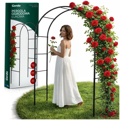 Produktbild von Gerdo | Garten Pergola 240 cm Schwarz – Metall Rankhilfe Für Kletterpflanzen Rosen – Stabil & Wetterbeständig