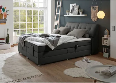 Produktbild von Boxspringbett Hotelbett Doppelbett, anthrazit, 180 x 200 cm, elektr. verstellbar CONCORD3M-09 mit VISCO-Topper, 7-Zonen-TFK-Matratze, H2