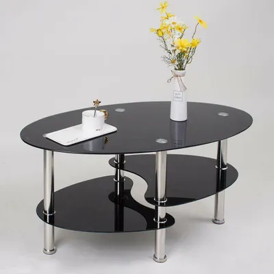 Image de WYCTIN Table basse table basse table de salon table d'appoint table en verre tablette 3 couleurs