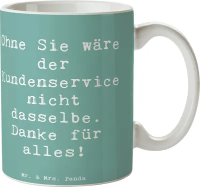 Produktbild von Mr. & Mrs. Panda Becher Spruch Kundendienstmitarbeiter Dankeschön - Meeresbrise - Geschenk, Kaffeetasse, unsichtbare Helden, Dankeskärtchen, unermüdlicher Einsatz, Tasse