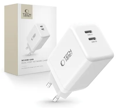 Obrázok produktu pre Tech-Protect Nc45W-Gan 2-portová sieťová nabíjačka Pd45W biela
