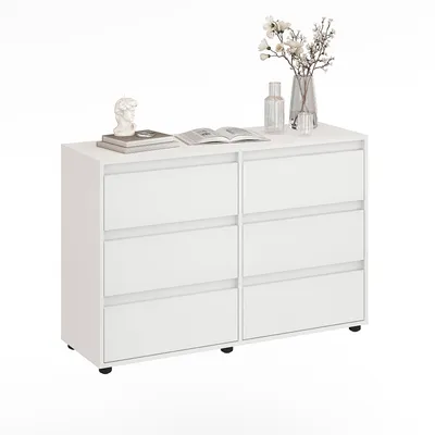 Produktbild von KOMTO Kommode mit 6 Schubladen – Schubladenkommode, Sideboard für Wohnzimmer, Schlafzimmer oder Flur | Kommodenschrank LINOA 6S 120 x 40 x 81 cm