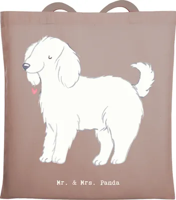 Produktbild von Mr. & Mrs. Panda Tote Bag Bologneser Moment - Braun Pastell - Geschenk, Schultasche, totebag, Unitasche, Jutebeutel, Tasche