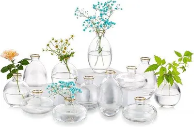 Produktbild von Famanu Mini-Vasen Set für Tischdekoration - Vintage, Handgemacht, 12 Stück