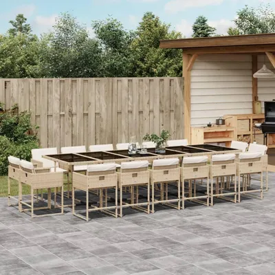 Zdjęcie produktu dla Maison Exclusive - 17-cz. zestaw mebli ogrodowych z poduszkami, beż, polirattan