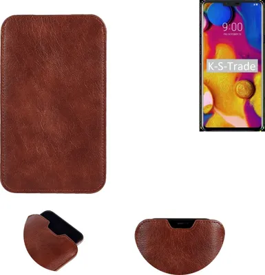 Produktbild von K-S-Trade Schutzhülle Handyhülle kompatibel mit LG Electronics V40 ThinQ Handytasche Kunstleder Sleeve in braun