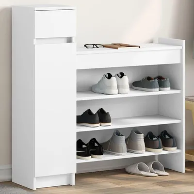 Obrázek produktu pro Botník betonově šedý 100,5 x 28 x 100 cm kompozitní dřevo Bílá
