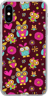 Produktbild von MuchoWow® Handyhülle Schutzhülle Hülle für Telefoonhoesje iPhone X Mädchen - Eule - Schokolade - Muster - Mädchen - Kind - Kinder Silikon Softcase Handy Hülle - Handyhülle