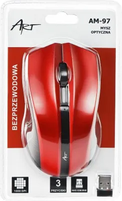 Obrázok produktu pre BEZKÁBLOVÁ OPTICKÁ MYŠ USB AM-97 Červená