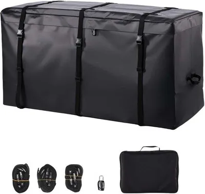Produktbild von Wasserdichte Reisegepäckertas 840d-PVC (0,85 m³) für Anhänger, ideal für Lagerung auf Ladeböden von Lastwagen, mit verstärkten Gurt für Autos, SUVs und Lieferwagen, schwarz