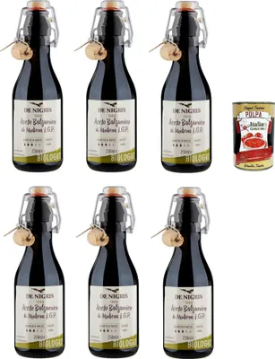 Produktbild von De Nigris Aceto Balsamico Di Modena IGP, Balsamico-Essig aus Modena 6x 250ml + Italian Gourmet polpa 400g