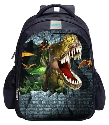 Immagine prodotto di Zaino per bambini con motivo dinosauri, dimensioni 42x32x17 cm, realizzato in nylon idrorepellente