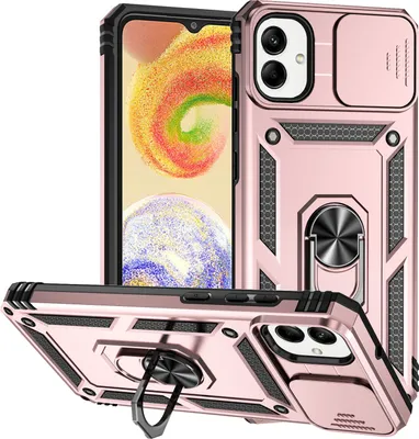 Image de Étui pour Samsung Galaxy A05 étui double couche avec couvercle coulissant pour l'appareil photo et anneau de support Rose
