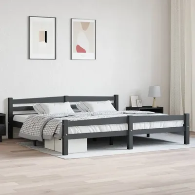 Immagine prodotto di Maison Exclusive - Letto in legno massello, pino grigio scuro, 200x200 cm
