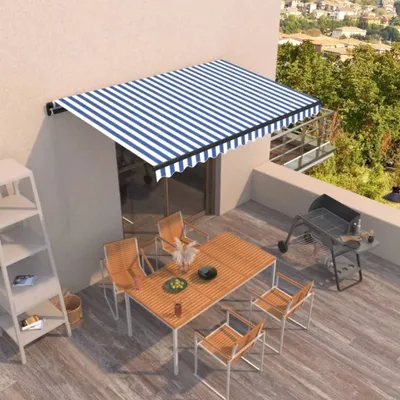 Immagine prodotto di The Living Store Tenda da sole manuale a scomparsa 400x350 cm blu e bianca