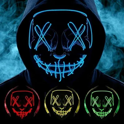 LED-Halloween-Maske, Neon-Maske für Erwachsene, Cosplay