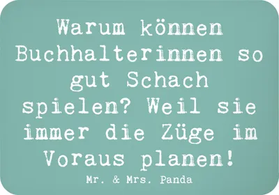 Produktbild von Mr. & Mrs. Panda magnet Spruch Buchhalterin Schachmeisterin - Meeresbrise - Geschenk, whiteboardmagnet, Geschenke für Berufstätige, Beruf, Kühlschrankmagnet, Notizhalter