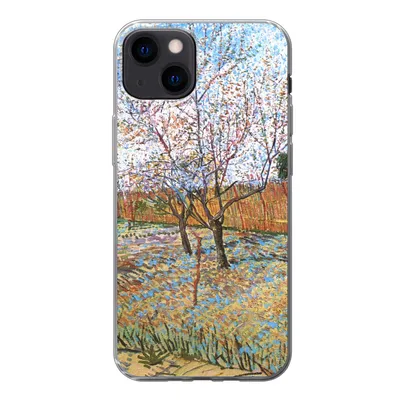 Produktbild von MuchoWow® Handyhülle Schutzhülle Hülle für iPhone 13 Blühender Pfirsichbaum - Vincent van Gogh Silikon Softcase Handy Hülle - Karteninhaber