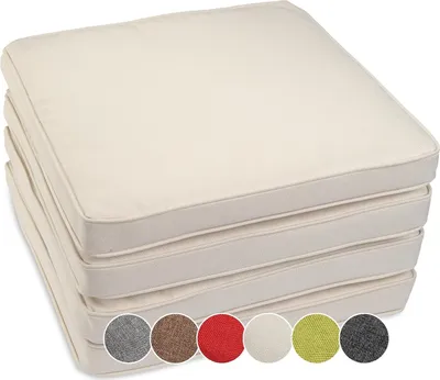 Produktbild von sunnypillow 4er Set Stuhlkissen wasserdicht UV-lichtecht 50 x 50 x 5cm | Polsterauflage Auflage für Stühle / Bänke | Sitzkissen Stuhlauflage für Haus und Garten | Indoor / Outdoor | Ecru