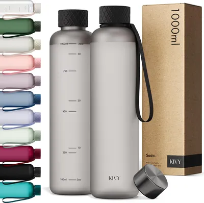 Produktbild von KIVY Trinkflasche 1l - Kohlensäure geeignet & Auslaufsicher - Für Sport, Schule & Büro - Sport Trinkflasche Gym - Wasserflasche Sprudel geeignet